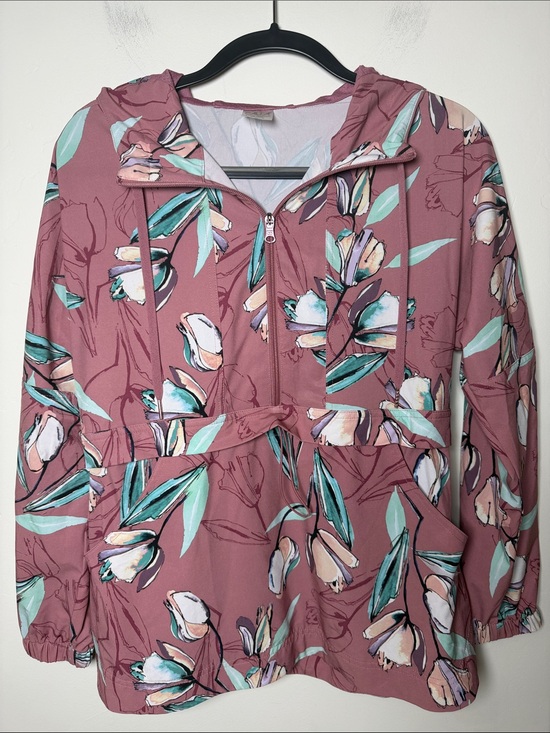 CALIA by Carrie Underwood Sweaters - Calia Women Small Anywhere Floral Pink Half Zip Hooded Jacket Windbreaker gym